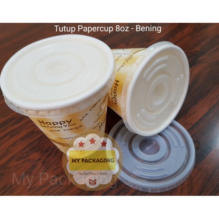 Tutup Paper Cup 8oz - Putih/Hitam 8 oz isi 50pcs/pack