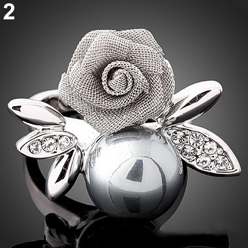 Hu Hu Hu Hu Hu Alat Bantu Pasang Kacamata♡ Cincin Lapis Emas 9K Desain Bunga Mawar Hias Mutiara Kristal Imitasi Untuk Wanita