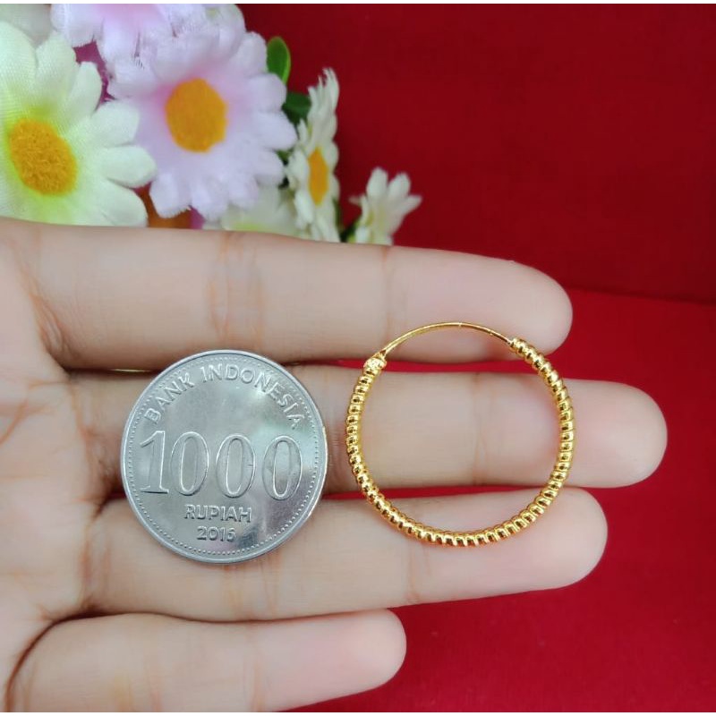 anting kolong emas muda aksesoris/perhiasan wanita dewasa kadar 35%