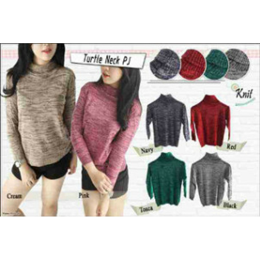 [turtle neck twis pjg RO] Blouse Wanita Rajut Varian Warna