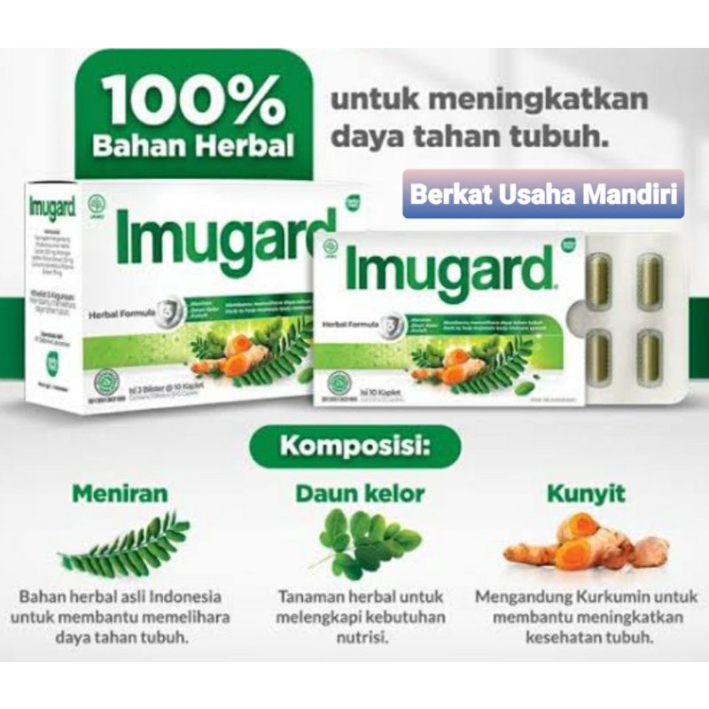 Imugard Herbal Daun Kelor isi 10 kaplet &amp; Syrup Junior Rasa Anggur 60ml 100% Herbal