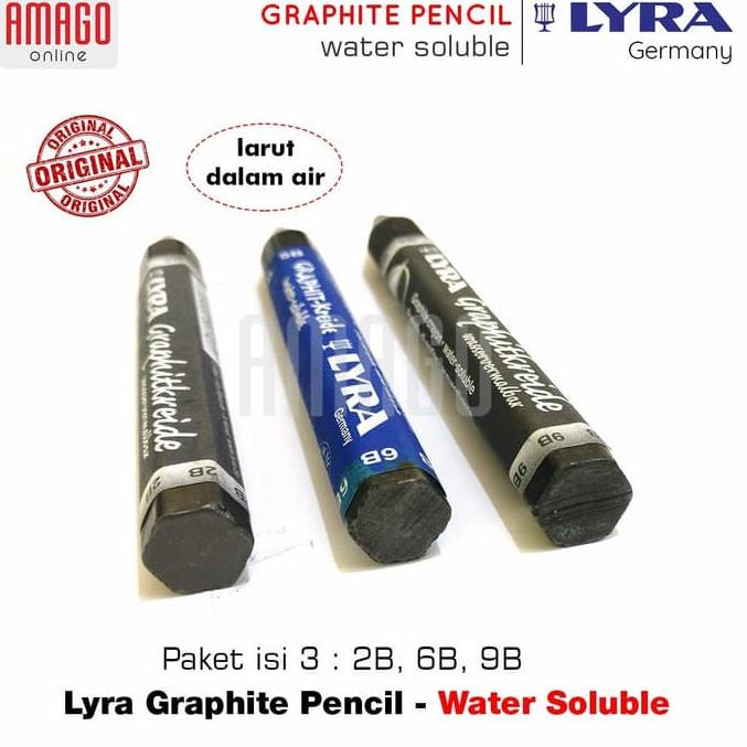 

[KODE PRODUK B660B5477] LYRA WATERCOLOUR GRAPHITE PASTELS - WATER SOLUBLE (LARUT DI AIR) PAKET ISI 3 - 2B/6B/9B - L563010X