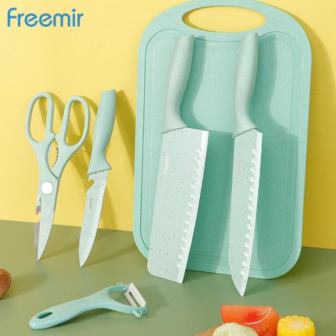 

Freemir Kitchen Knife Set 6 In 1 Green Hijau Pisau Set Dapur Gunting Marfazizi