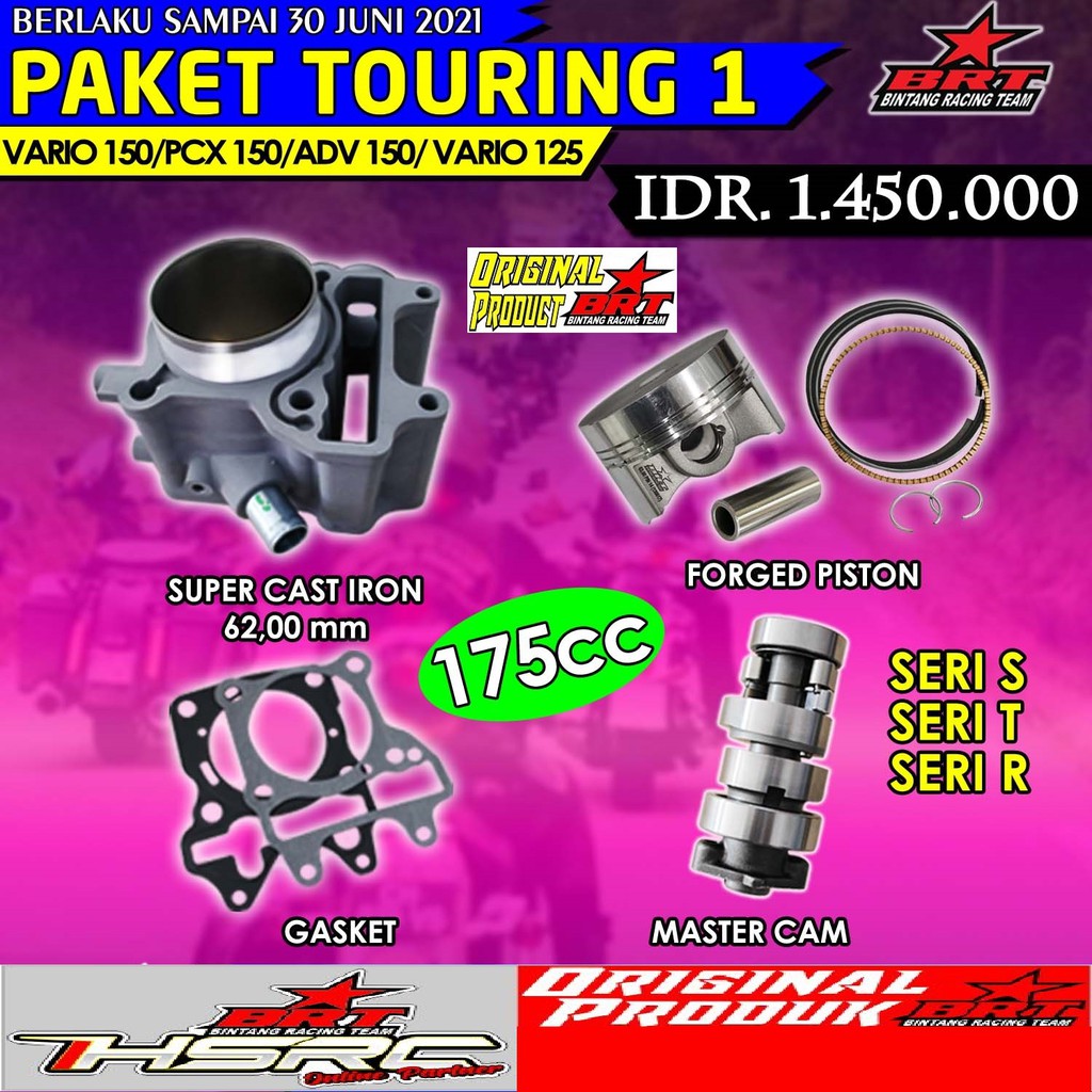 PAKET BORE UP RACING Matic BRT HONDA VARIO 125 PCX ADV LED OLD Injeksi Block Cylinder 62mm Bore Up