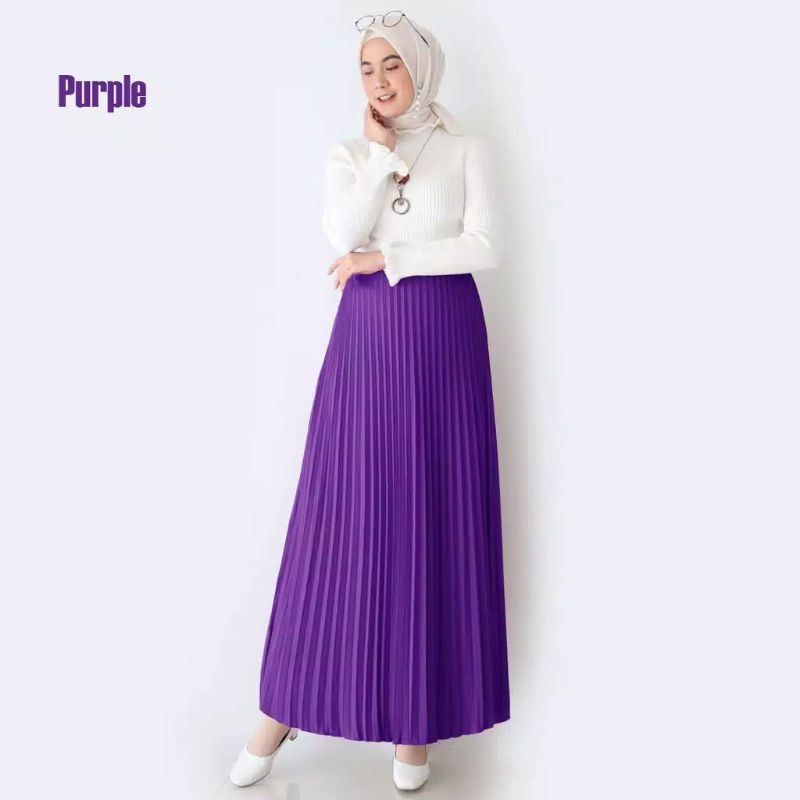 ROK WANITA PLISKET ( PREMIUM )-Purple / ungu tua