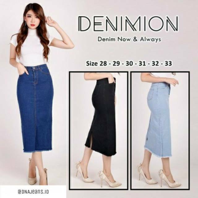 Rok Jeans Wanita 7/9 Skirt Big size Rawis Rumbai / Rok 7/9 wanita