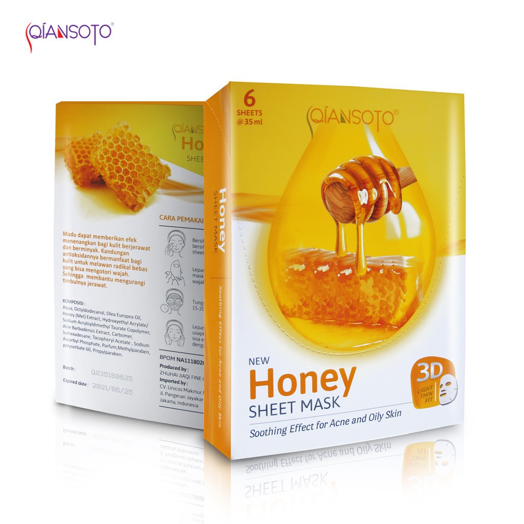 QIANSOTO Honey Sheet Mask Box (6 Sheet)