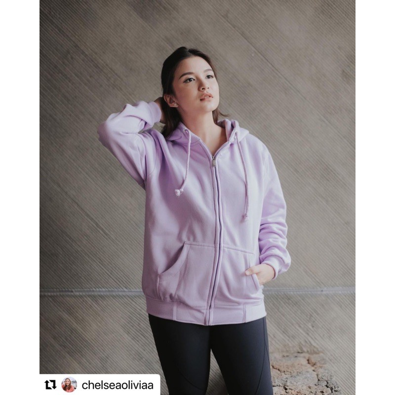 HOODIE ZIPPER PREMIUM LILAC SIZE XS - XL (INTERNASIONAL)