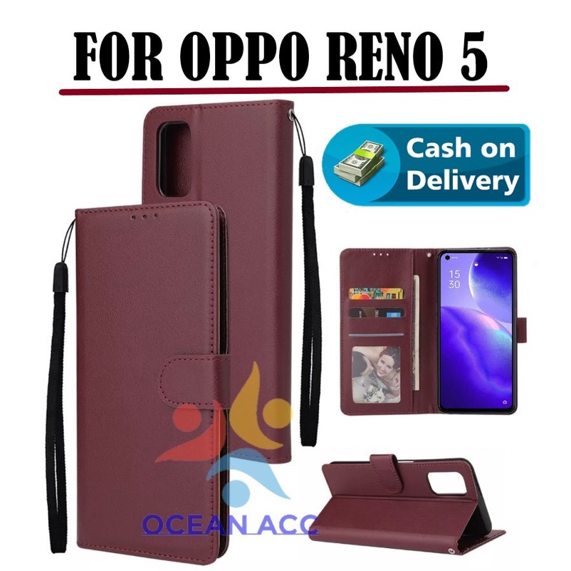 DOMPET HP UNTUK OPPO RENO 5 (2021) NEW LEATHER FLIP CASE OPPO RENO 5 (2021) NEW