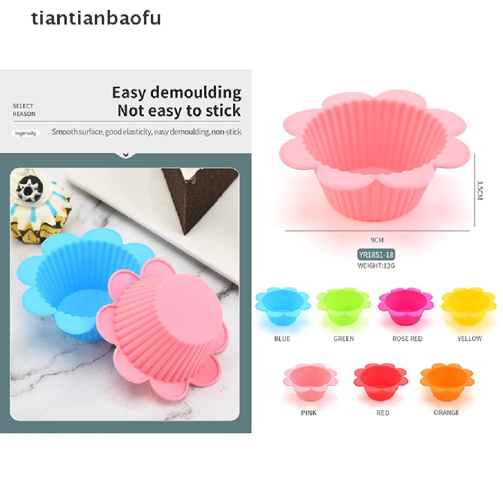 5 Pcs Cetakan Cupcake Muffin Pudding Jelly Bentuk Bunga Matahari Bahan Silikon