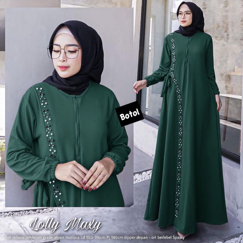 Lolly Maxy - Gamis Milano Premium LD100+ Busui / Aplikasi Mutiara / 266-6089