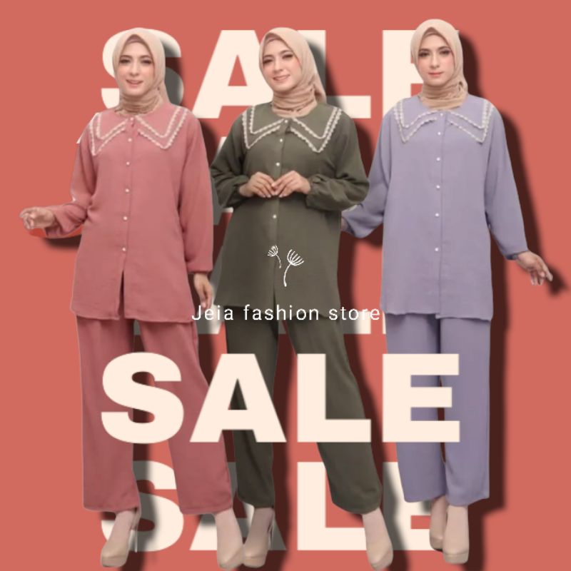 ANYA SET DOUBLE COLLAR CRINKLE AIRFLOW POLOS || ANYA SET || ANYA ONESET || ANYA ONE SET || ONESET AN