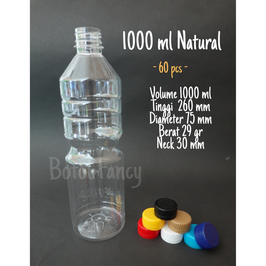 Botol Natural 1000ml / Botol Jus 1L / Botol Minyak Goreng 1L / Botol Plastik [60 pcs]
