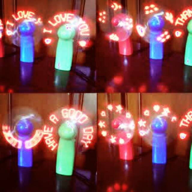 Kipas Angin Genggam Mini LED Unik Keluar 6 Macam Tulisan 