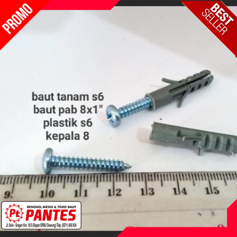 FISHER DAN BAUT S-6 BAUT TANAM S6 BAUT PH 8X1 2.5 CM - READY STOK