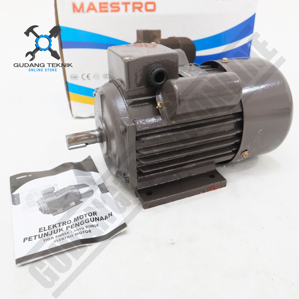 Dinamo Motor Penggerak 3/4Hp 4P 1Ph YC90-4 1400Rpm / Elektro Motor Maestro 0.75Hp YC 90-4