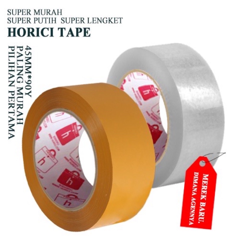 HORICI TAPE 42mmx90Y KHUSUS UNTUK PACKING TOKO ONLINE MURAH / FULL PANJANG LAKBAN BENING DAN COKLAT ISOLASI