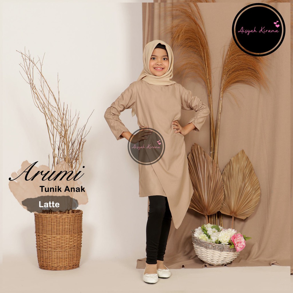 ARUMI Tunik Anak Polos Baju remaja usia 7-12 tahun katun toyobo adem