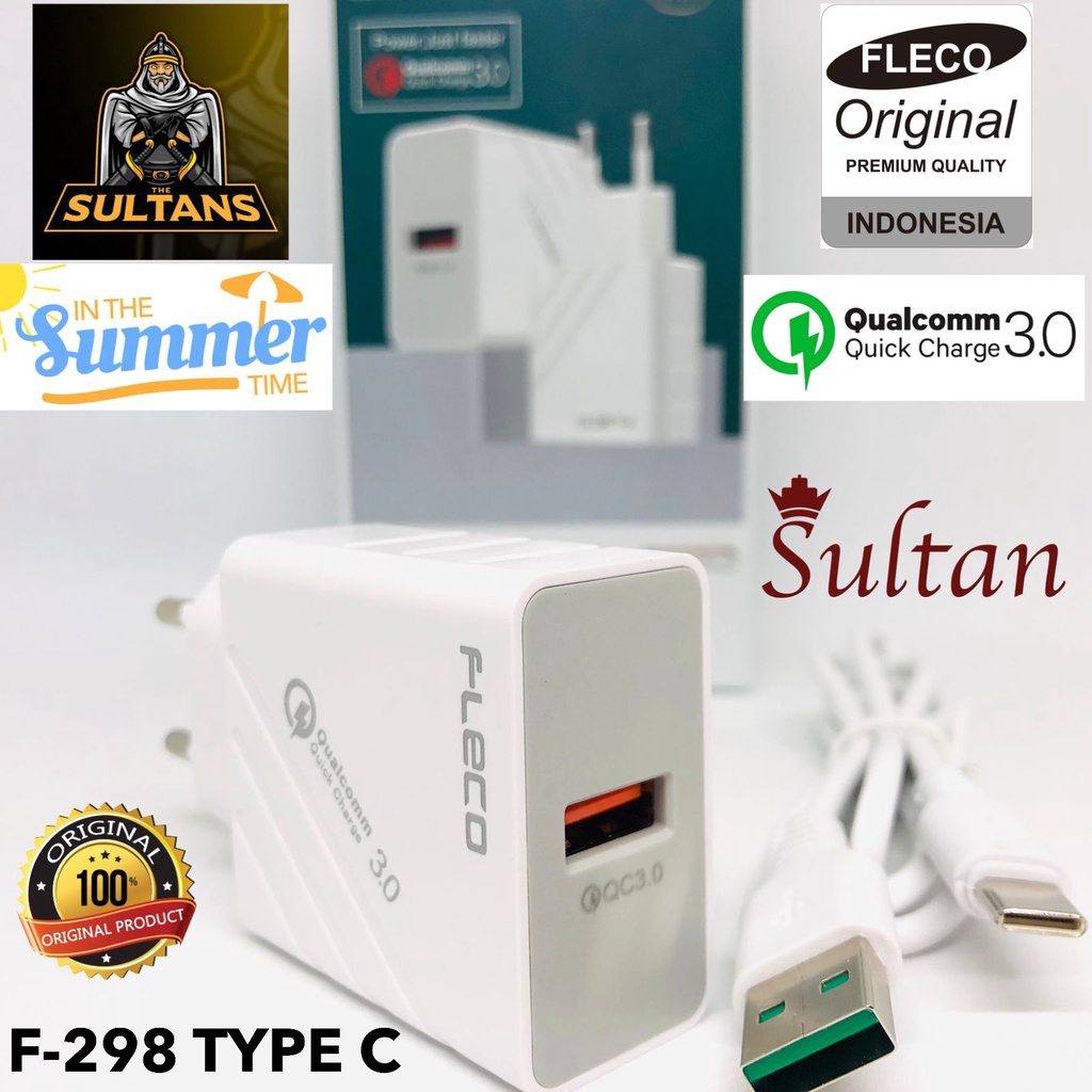 CHARGER FLECO F298 QUALCOMM QUICK CHARGE 3.0 18W ORIGINAL FAST CHARGING
