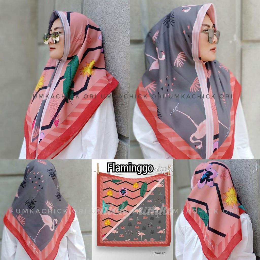 HIJAB FLAMINGO – JILBAB VOAL SEGIEMPAT SCARF PRINTED UMKACHICK