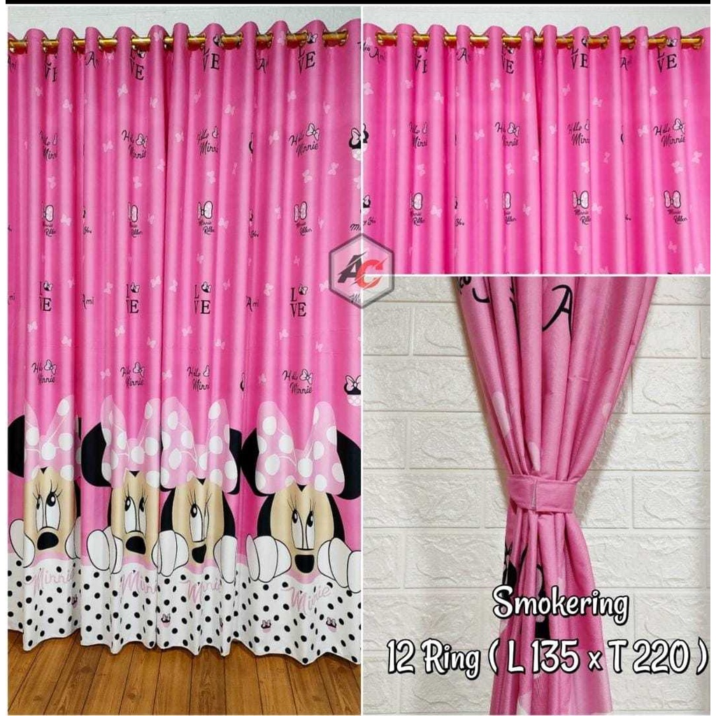 GORDEN SMOKRING 12 RING UK 135CM X220CM MOTIF KARAKTER HELLO KITTY LOVE LUCU HORDENG SMOKRING 12 RIN