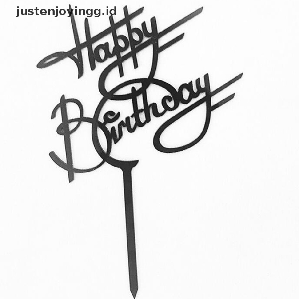 // justenjoyingg.id // 1PC Happy Birthday Cake Topper Golden Acrylic Birthday party Dessert decoration ~