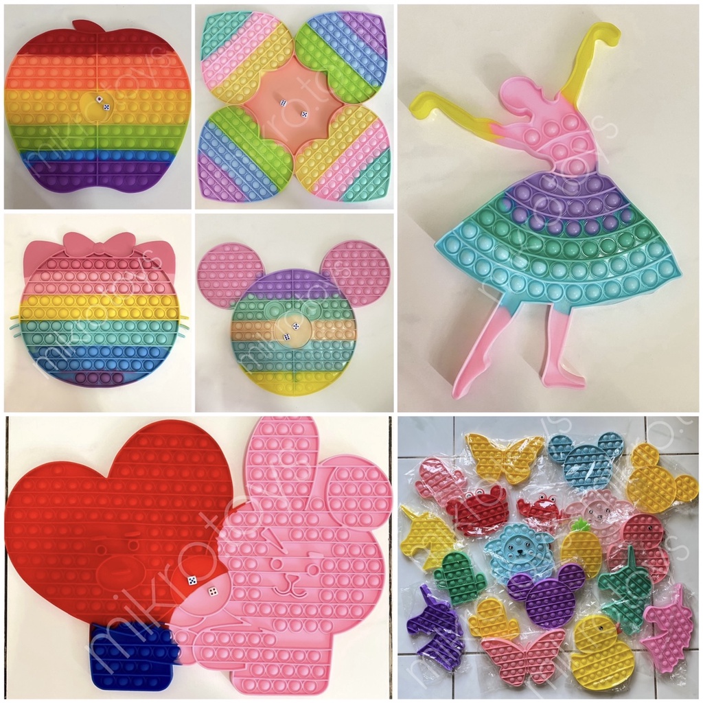 Mainan Fidget Pop It Rainbow | Pop It Kupu Dadu | Pop It Jumbo Murah | Pop It Polos | Pop It Kitty