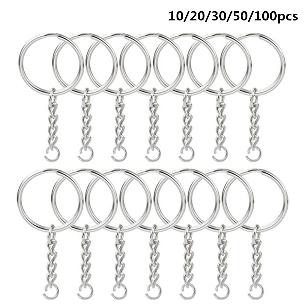 Top 10 /20 /30 /50 /100pcs Gantungan Kunci Silver DIY Ring Split Tahan Lama