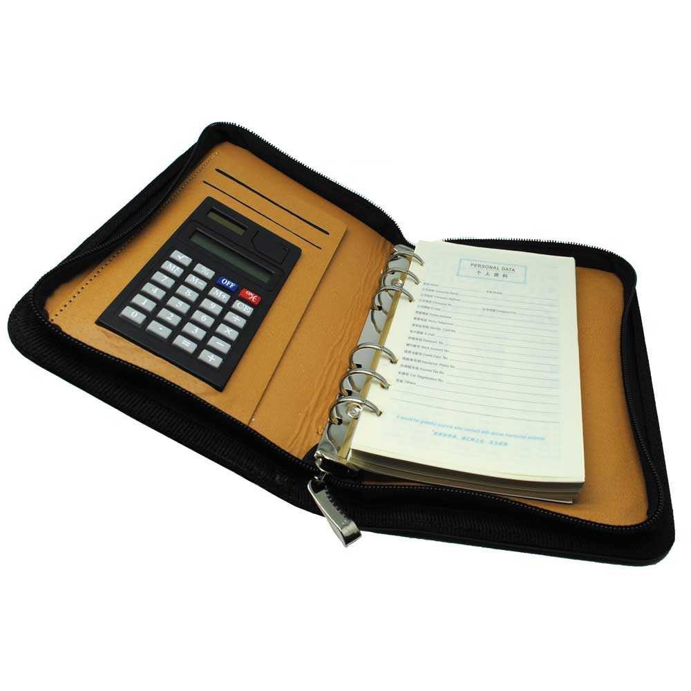 

Binder Note with Calculator Buku Catatan Cover Kulit - Black