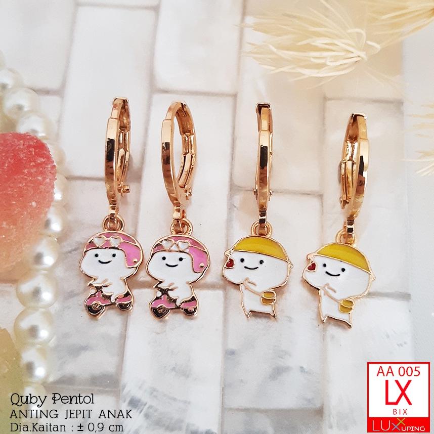 COD AA 005 Anting Xuping Anak Mata Zirkon Perhiasan Emas Imitasi Anting Bayi Anak Balita Anting Mode