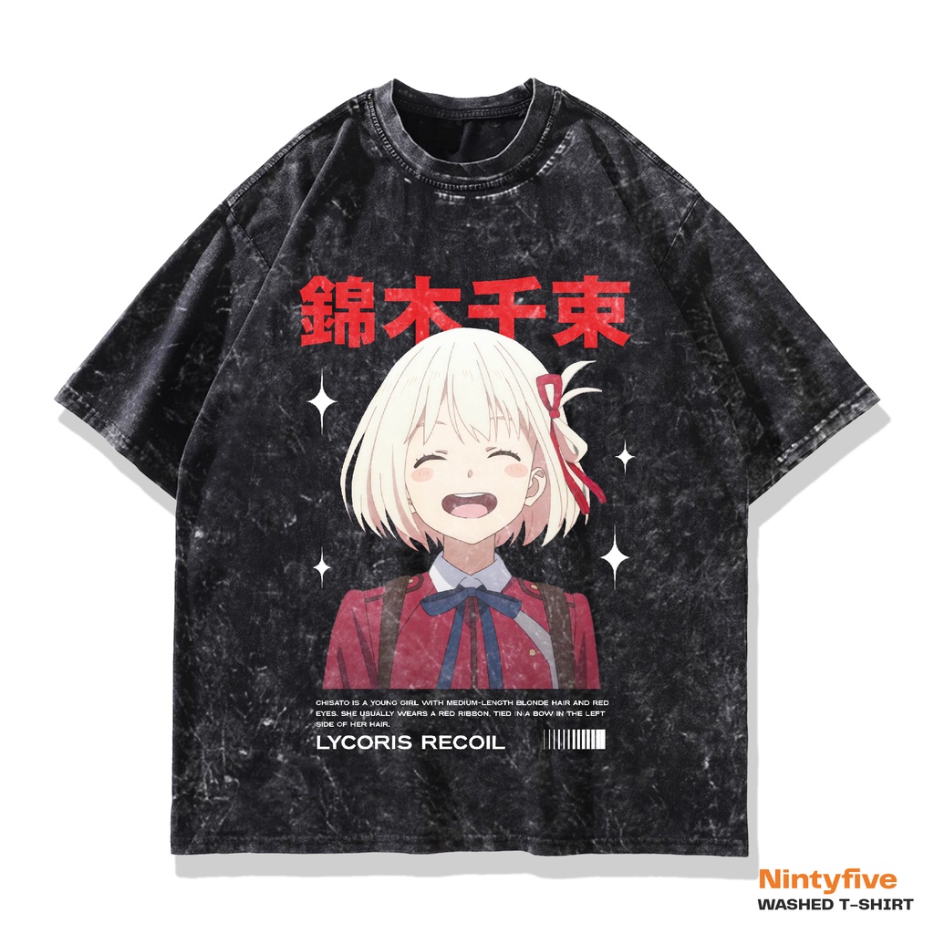 LycorisRecoil Baju Anime Lycoris Recoil Chisato Nishikigi Oversize Washed Tee