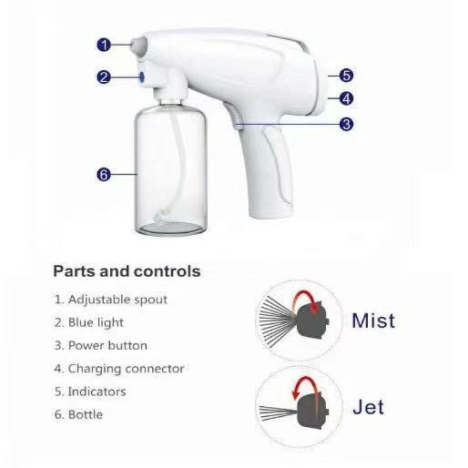 Nano Spray Gun Disinfektan YJ-02 Wireless Portable Disinfectant Sprayer Fogging UV Alat Semprot