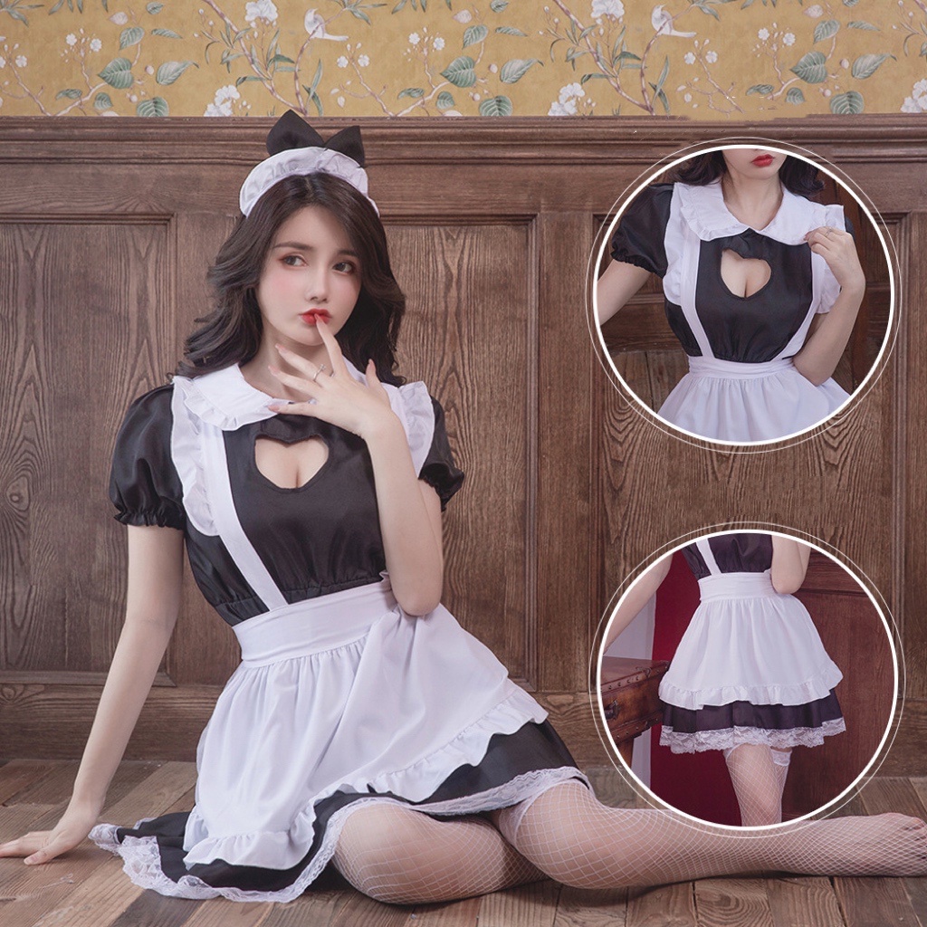 Lingerie Set Sexy Loli + Bando Telinga Kucing Premium Lingerie Pelayan Jepang Cosplay Dress Lolita A