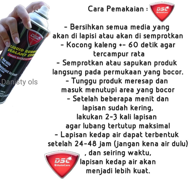 Penambal atap bocor DSC rubber sealant 500 mili anti rembes/waterproof/bak mandi/kolam ikan