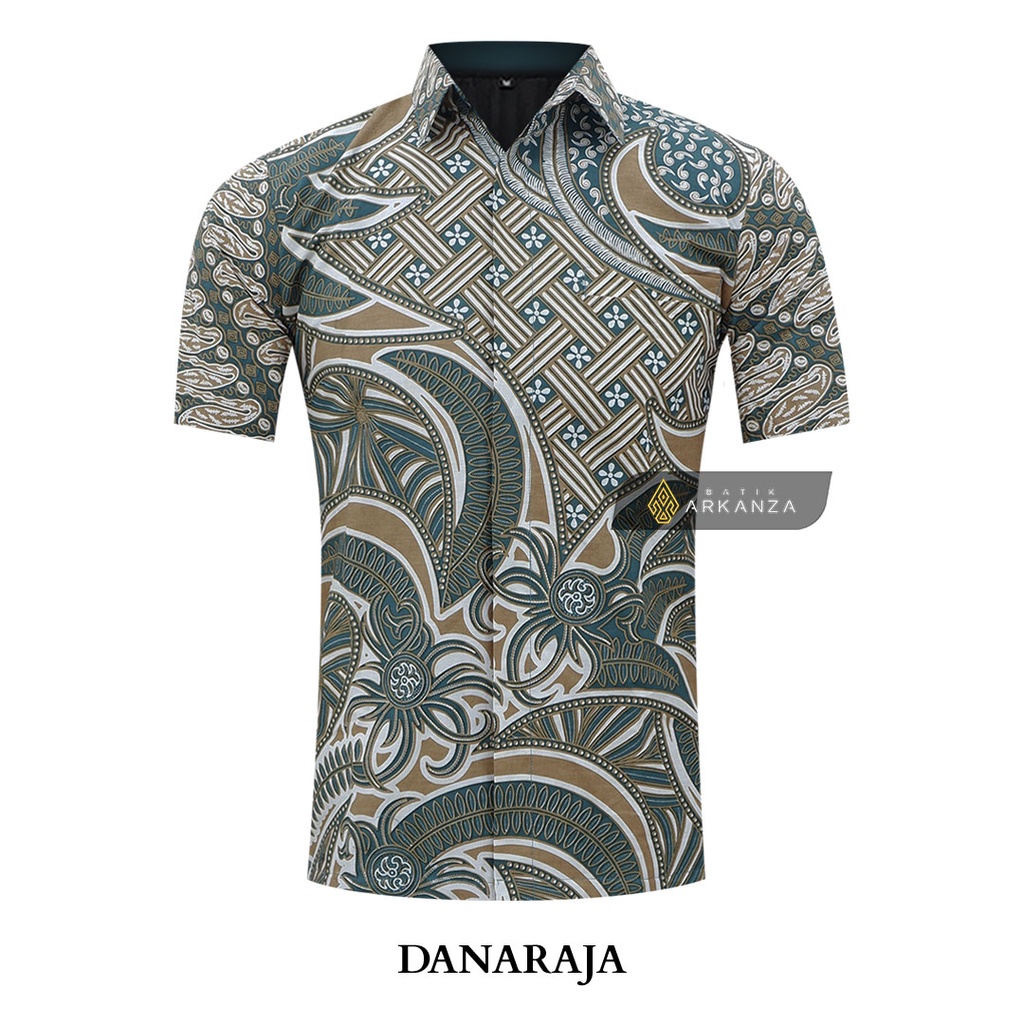 BATIK ARKANZA Motif DANARAJA Hem Atasan Kemeja Baju Batik Pria Cowok Laki Laki Slimfit Full Lapis Furing Lengan Panjang Lengan Pendek Original Asli