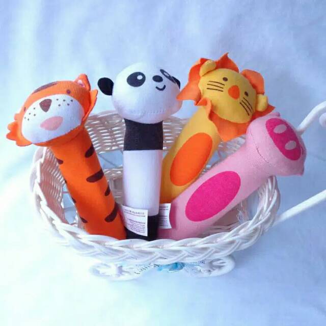 Mainan Rattle BONEKA ANIMAL PLUSHIE DOLL BUNYI bahan Lembut