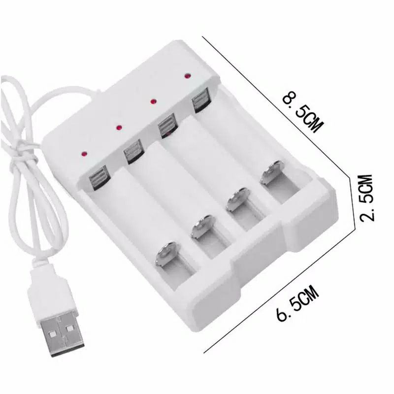 charger baterai aa aaa 4 slot indikator lampu - casan batre aa aaa