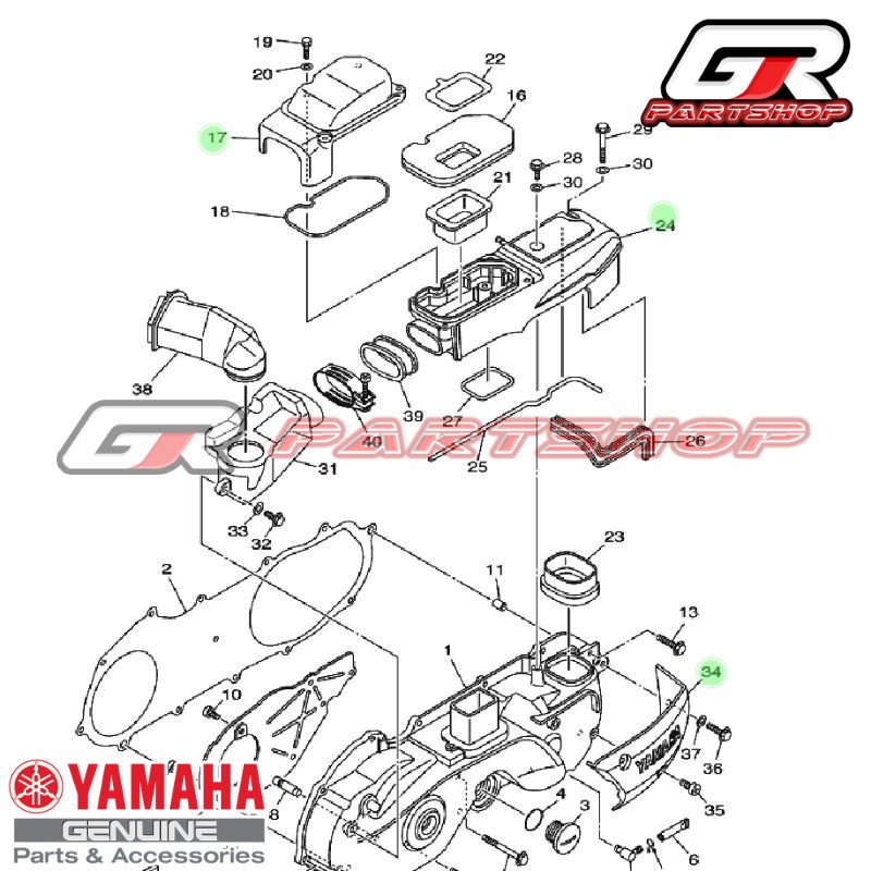 cover cvt set 3 pcs mio sporty smile ori ygp caver atas samping belakang original yamaha