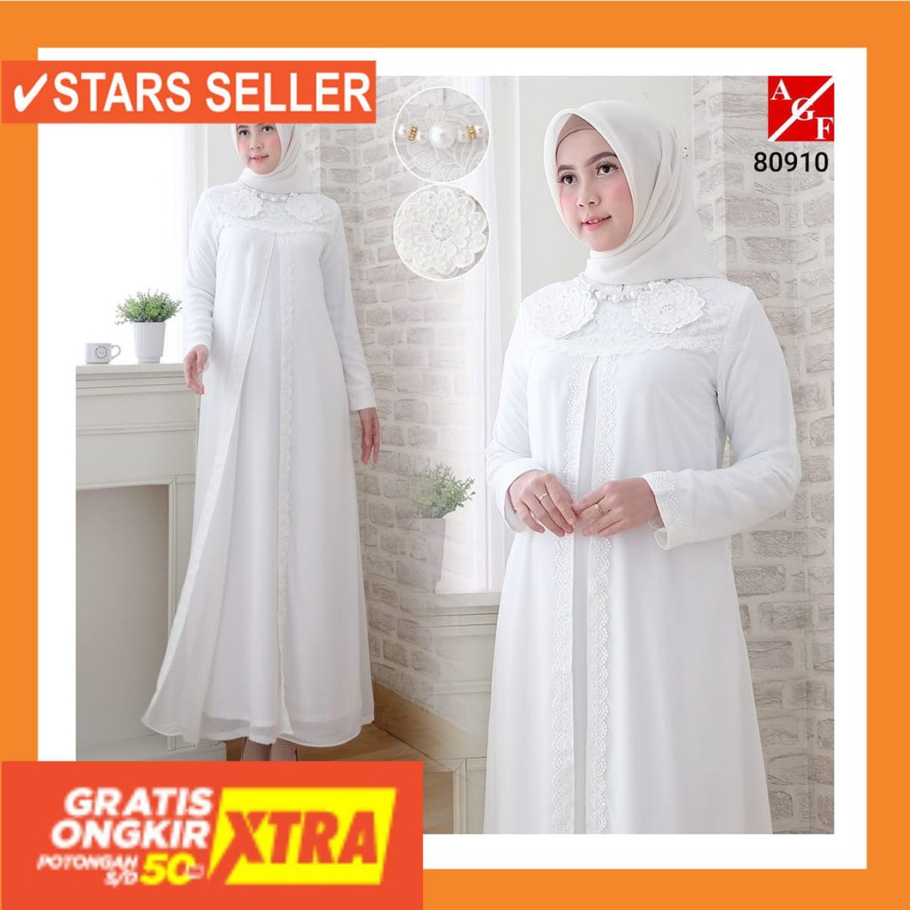 MODEL BARU TERKINI KOREA PANJANG PENDEK HALUS MURAH LEBARAN / AGNES Baju Gamis Wanita Brukat /