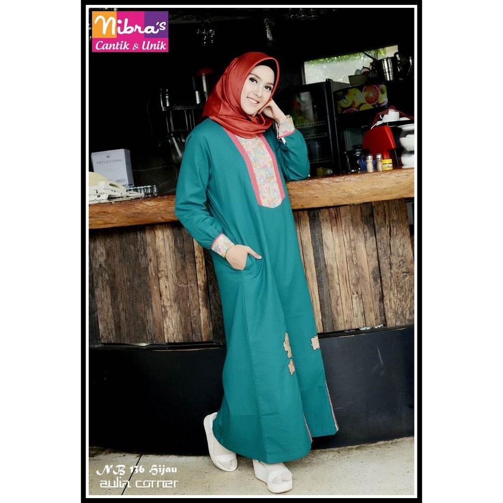 Baju Gamis Model Sekarang Nibras NB 136 Hijau Baju Wanita Terbaru Model Gamis Terbaru