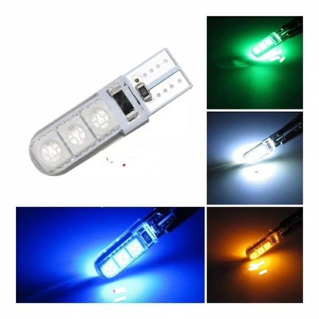 Sen colok jelly T10 6led flash RGB harga sepasang 2pcs