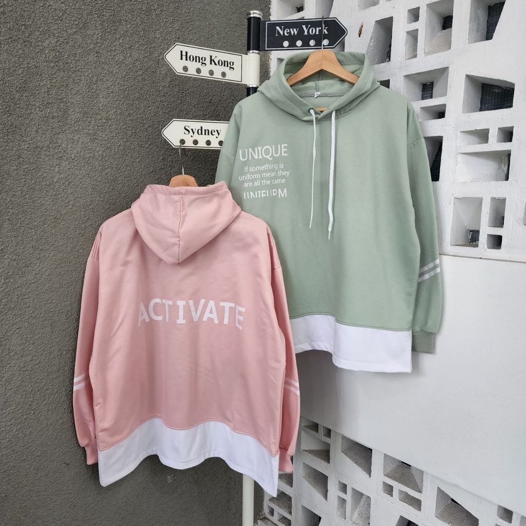( isi 2 pcs ) sweater oversize couple pasangan terbaru / jaket pasangan pacar bahan reglan / jaket c