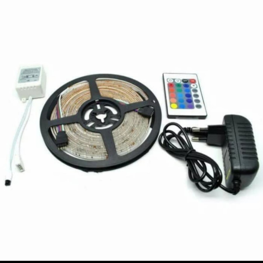 Promo Terbaru!!! Lampu LED Strip RGB Led SMD 3528 RGB Lampu Roll Led Strip Rgb Set Adaptor,remote,rgb control Berkualitas Terbaik