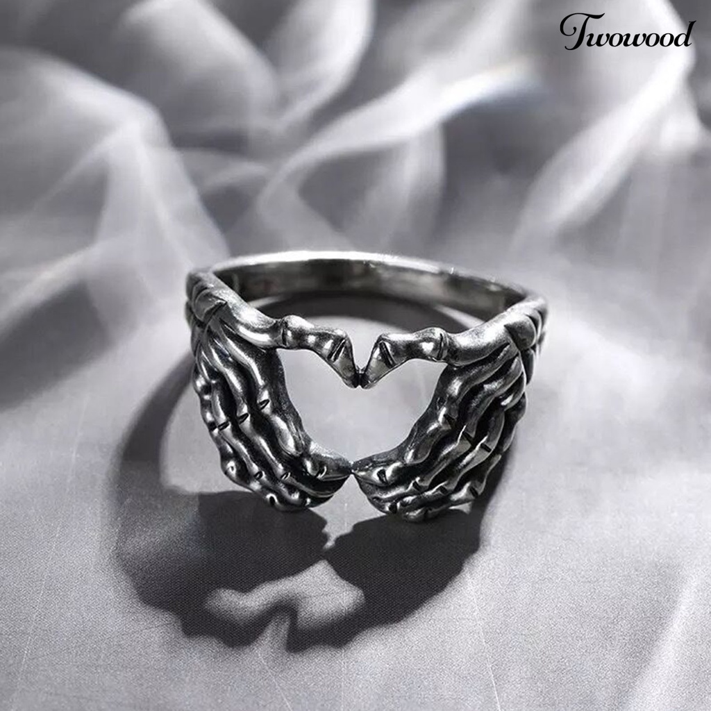 Cincin Bentuk Tangan Tengkorak Bahan Alloy Gaya Retro Hip Hop Untuk Unisex