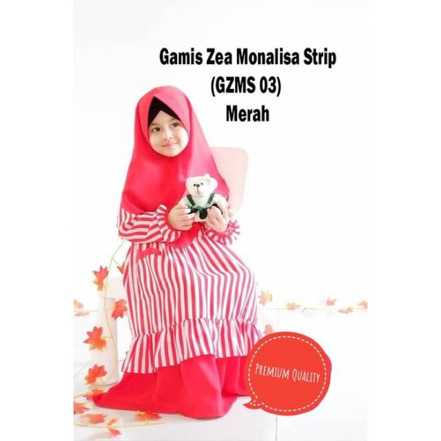 Gamis Syari Anak Baju Muslim Anak Perempuan 2 3 4 5 6 7 8 Tahun Merah - Hitam