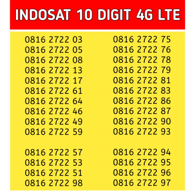 Nomor cantik 10 digit nomor 10 digit cantik Indosat rapi