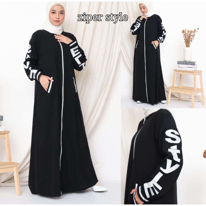 Gallery Exclusive Abaya Hitam Gamis Ziper Style Bordir