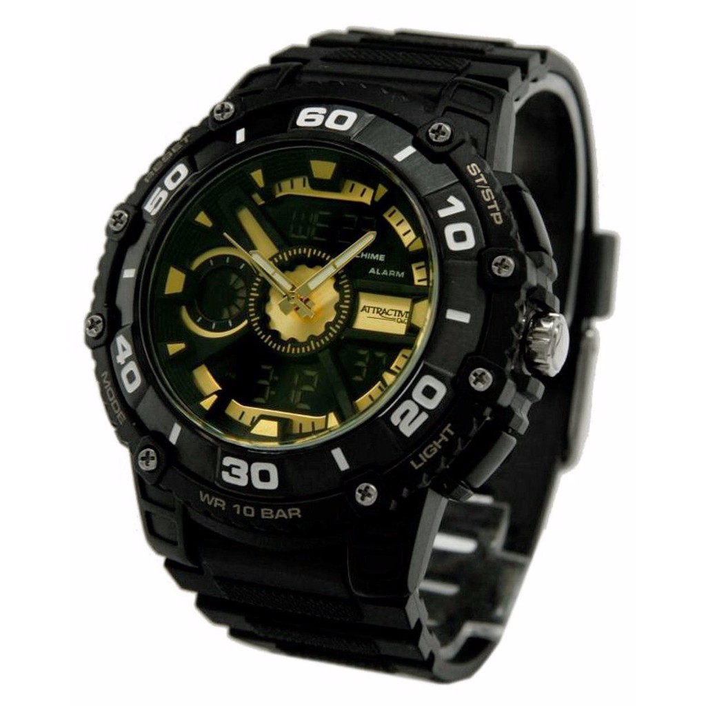 Q&Q QQ Attractive Analog Digital Jam Tangan Pria DE10J502Y Original