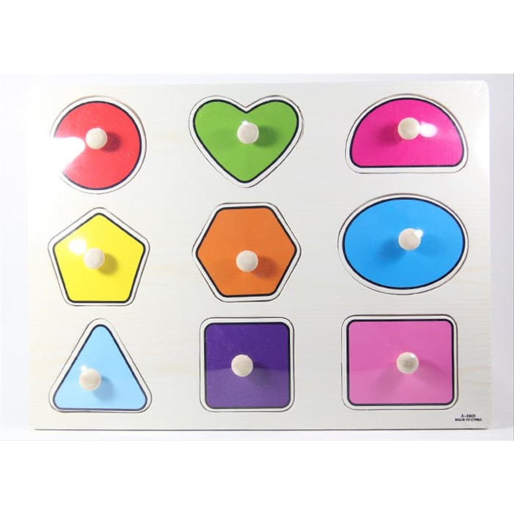 Mainan Edukasi Anak - Puzzle Knop Kayu Bentuk Geometri Shapes Wooden