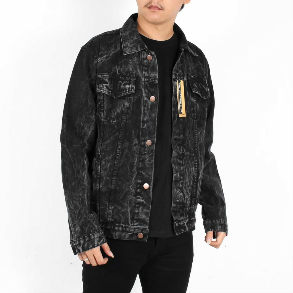 Jaket Jeans Sandwash Black Size M,L,XL